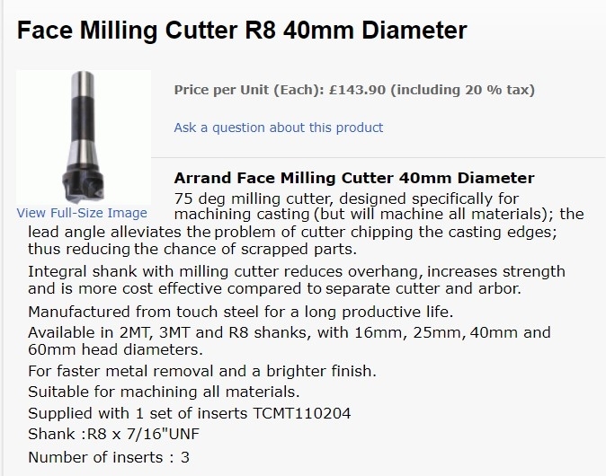 R8  Face Milling Cutter /SLEEVE /  Collet 