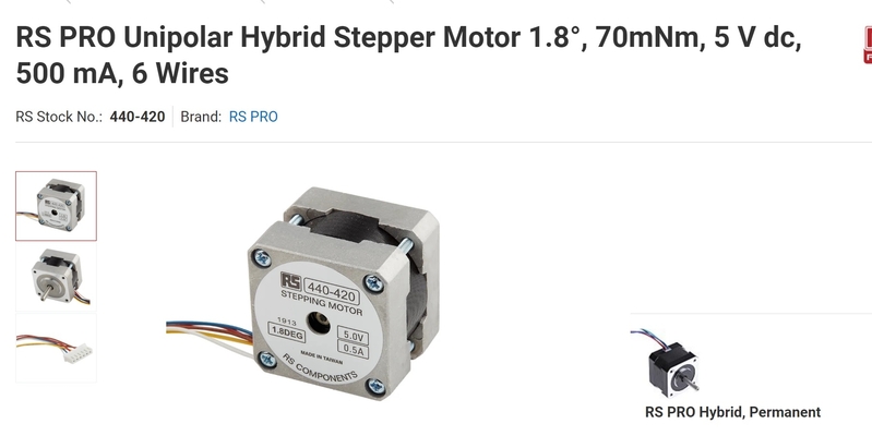 台灣摩打馬達TW  RS 440-420 PRO Unipolar Hybrid Stepper Motor 1.8°