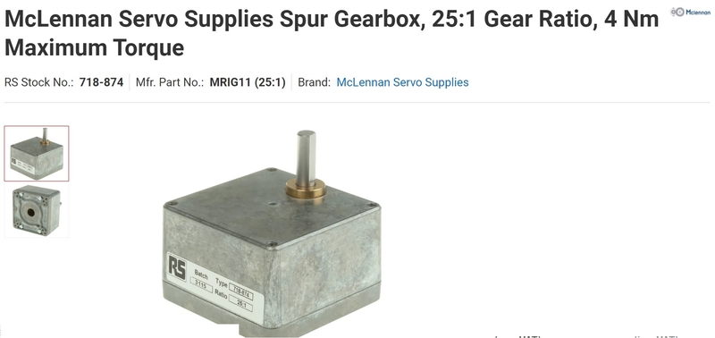 McLennan Servo Supplies Spur Gearbox,  25:1 Gear Ratio, 4 Nm