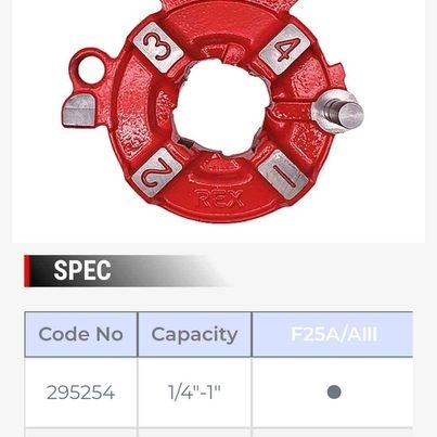 日本REX板頭die head Japan made 1/2"-2"(295649) $2640/set